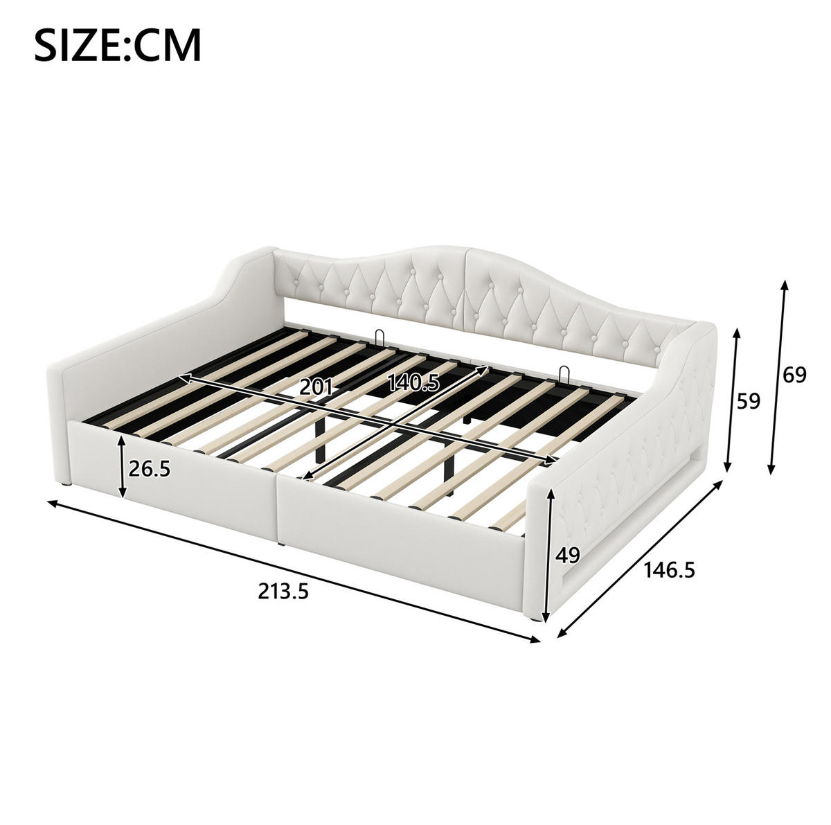 ČALOUNĚNÁ postel 140/200 cm béžová z MDF a překližky s LED osvětlením a úložným prostorem - béžová, kompozitní dřevo (140/200cm) - OKWISH