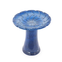 VOGELBAD mit Standfuß, Keramik Ø43/45H cm, Wetterfest, Blau - Blau, Keramik (43/45/43cm) - LVHOM