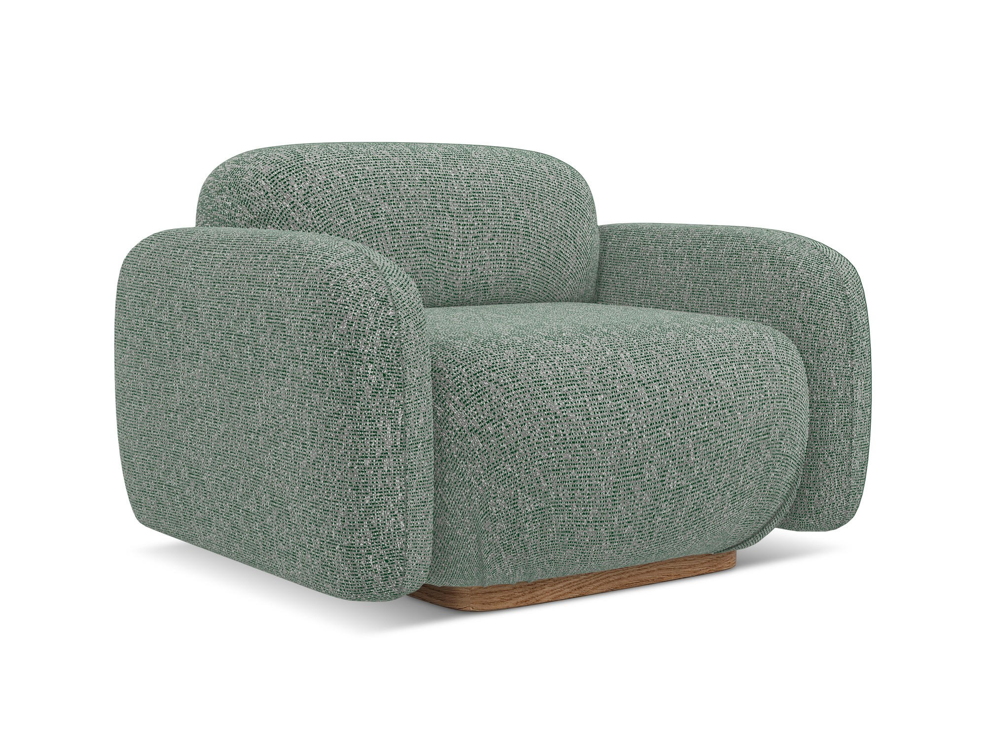 SESSEL Strukturstoff Stoff Grün - Braun/Hellgrün, Holz/Textil (110/73/95cm) - Makamii