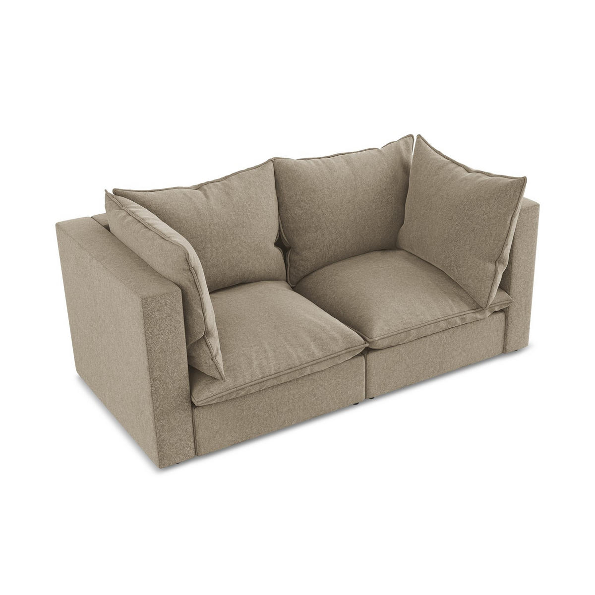 2-SITZER SOFA Samt Stoff Beige - Beige/Schwarz, Holzwerkstoff/Kunststoff (180/77/90cm) - LaMiaSofa