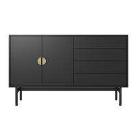 SIDEBOARD Stoon Schwarz 154 cm - Goldfarben/Schwarz, Holzwerkstoff/Metall (154/94/38cm) - Selsey