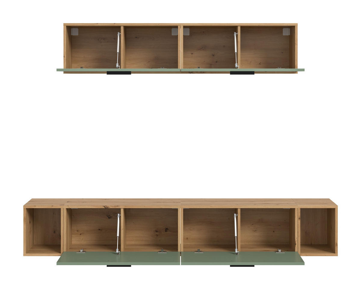 WOHNWAND The One Smoke Green 202/34/184 cm - Braun, Holzwerkstoff (202/184/34cm) - Xonox