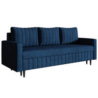 SCHLAFSOFA 215 cm Scandi, 3-seater, Bettkasten, Beine, Dunkelblau - Dunkelblau, Holz (215/94/90cm) - Emporius