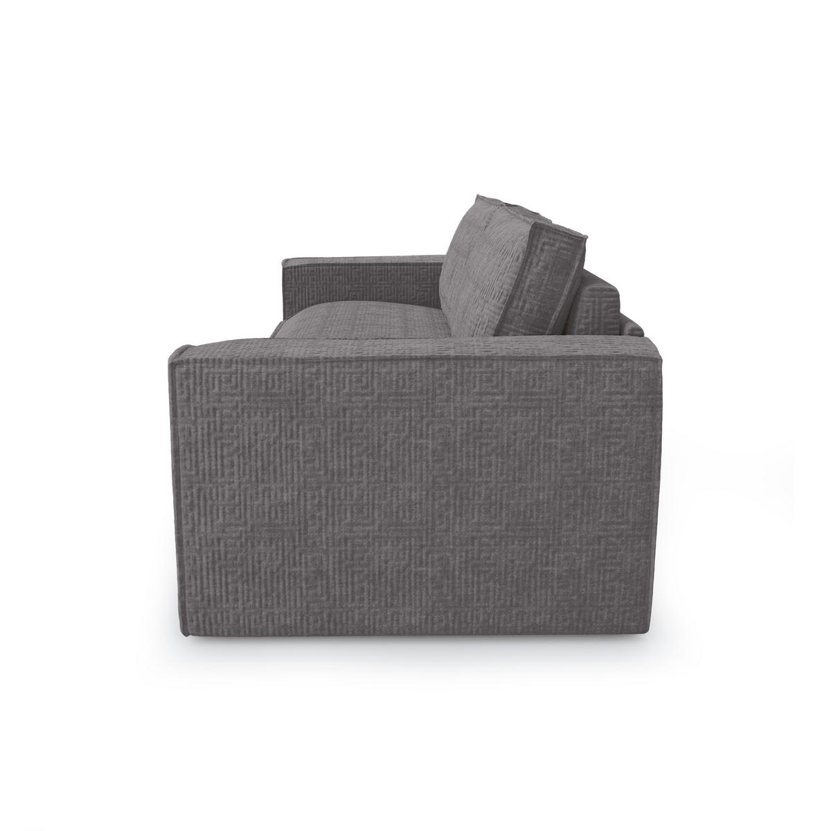 SCHLAFSOFA GERADE Samt Grau 216cm - Grau, Textil (216/90/100cm) - Sia Home
