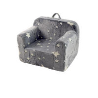 SOFA za mlade i dječja sofa i pjene, siva sa zvjezdicama, s naslonima za ruke i skidivom navlakom,64/49/49 cm - siva, tekstil (64/49/49cm) - BEAOK