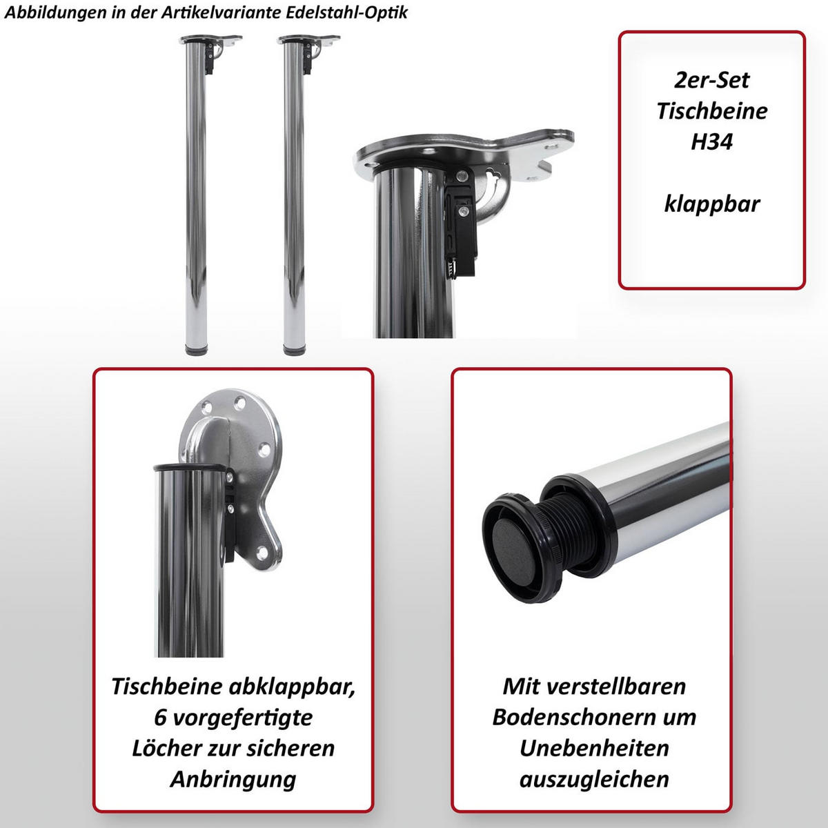 TISCHBEIN rund Weiß 2er-Set - Weiß, Metall (5/72/14cm) - MCW