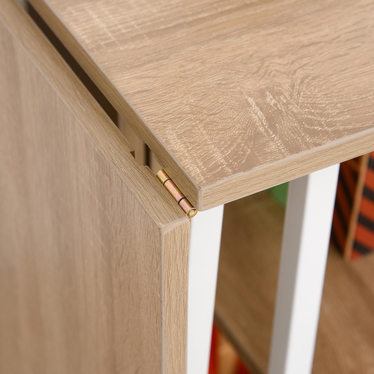 KLAPPTISCH , MDF, Weiß+Natur - Weiß, Kunststoff (55/76/107cm) - HOMCOM