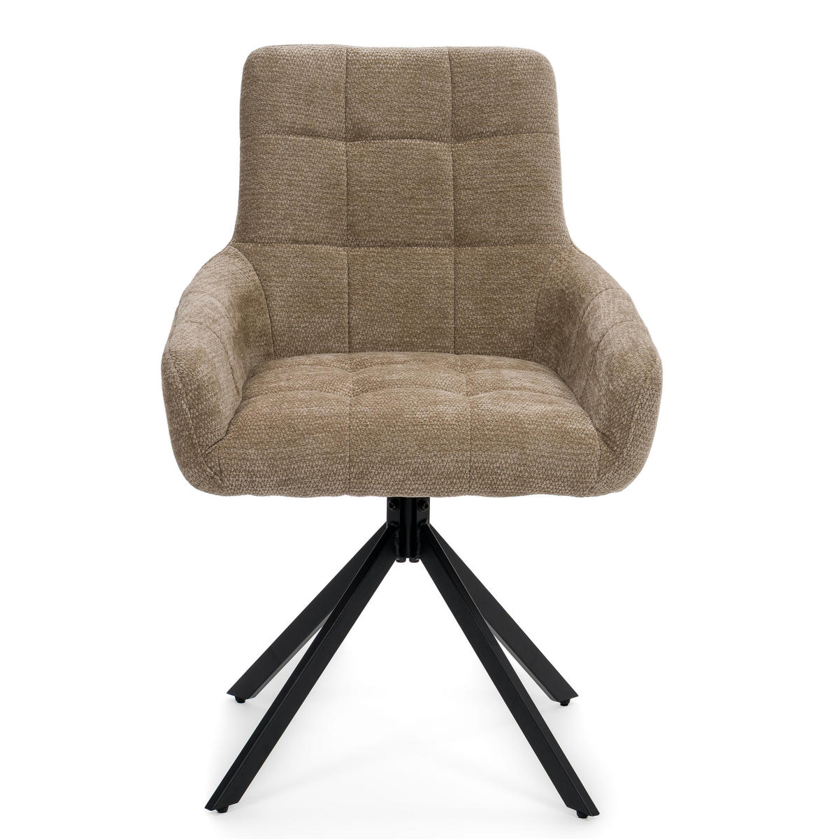 STUHL FUNO drehbar gepolsterter mit Steppung - beige - Chenille - Beige/Schwarz, Textil/Metall (58/87/60cm) - NEW HOME