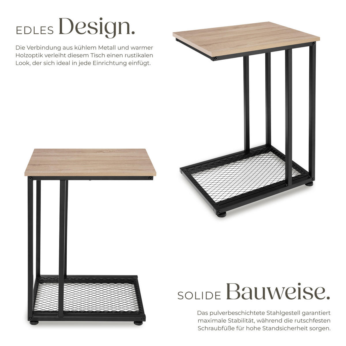 BEISTELLTISCH Eton,48 x 35 x 66 cm,Industrial Holz hell, Eiche Sonoma - Naturfarben, Holz (48/35/66cm) - tectake