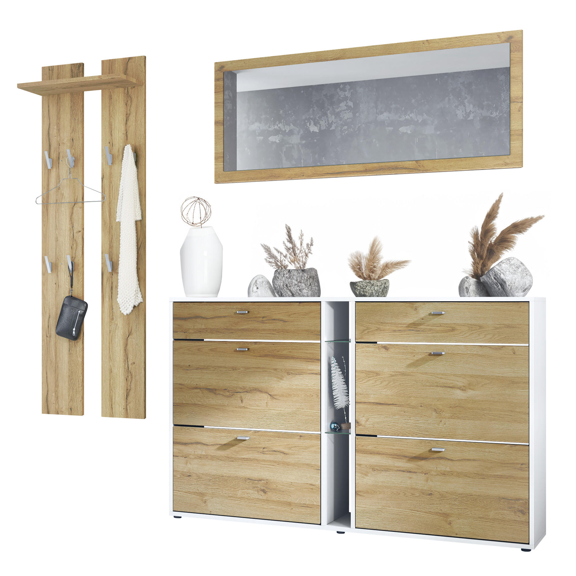 GARDEROBE Orlando Eiche Natur - Eichefarben, Holzwerkstoff (215/210/28cm) - Vladon