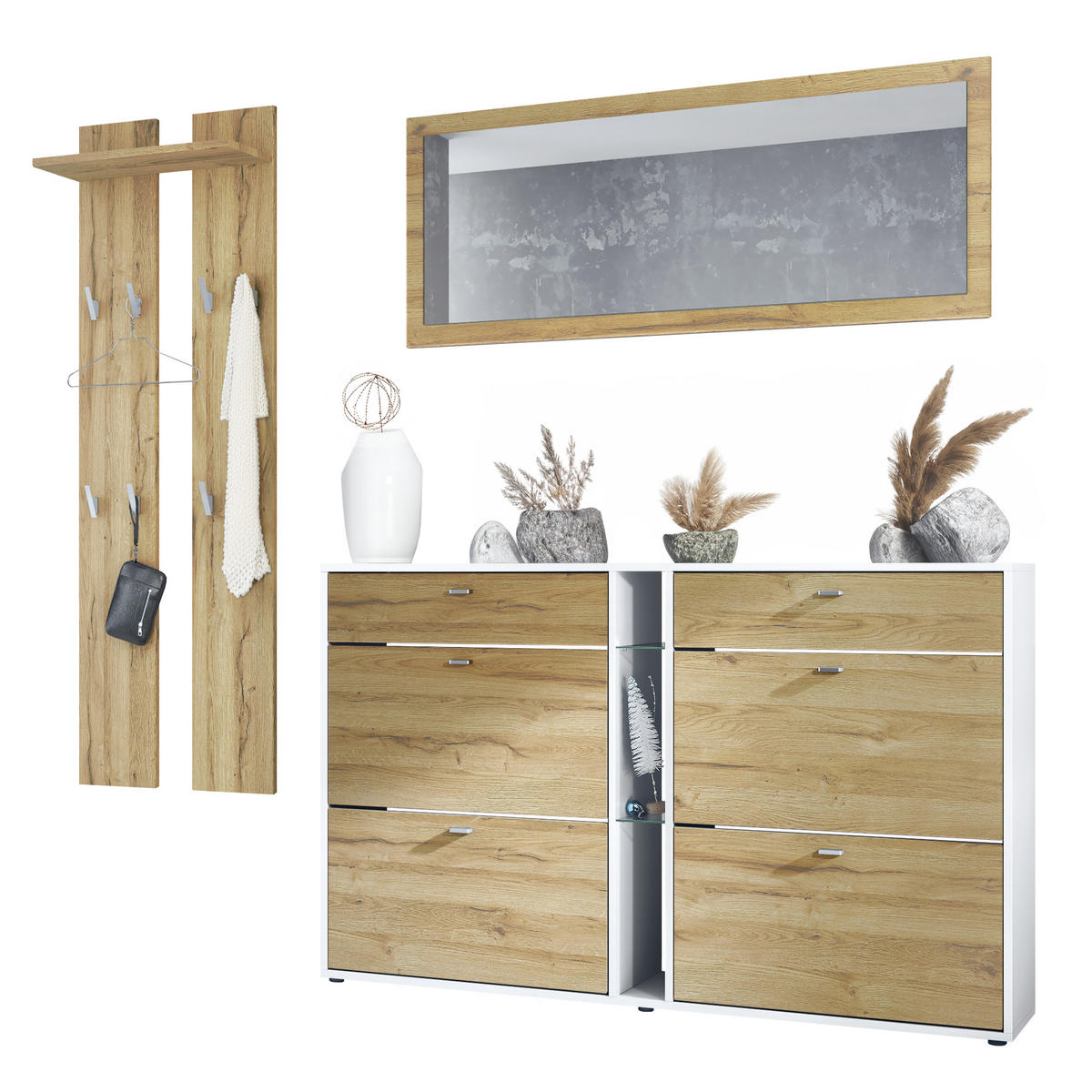 GARDEROBE Orlando Eiche Natur - Eichefarben, Holzwerkstoff (215/210/28cm) - Vladon