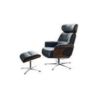 RELAXSESSEL TOSAR Schwarz Leder Relaxfunktion - Silberfarben/Schwarz, Leder/Metall (83/110/89cm) - KAWOLA