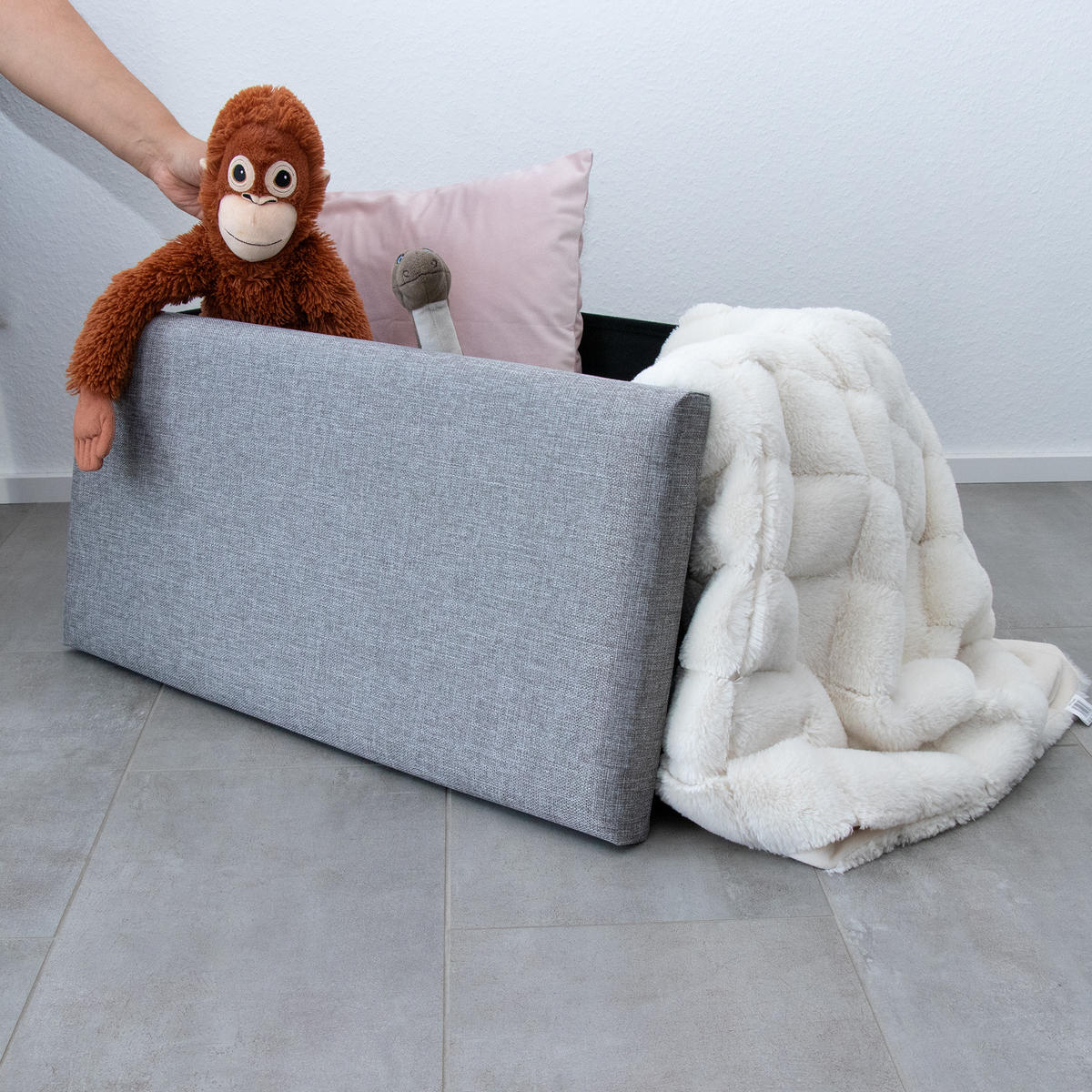 SITZBANK Faltbar in Leinen Optik 78/38/38 cm (Grau) - Grau, Textil (78/38/38cm) - Intirilife