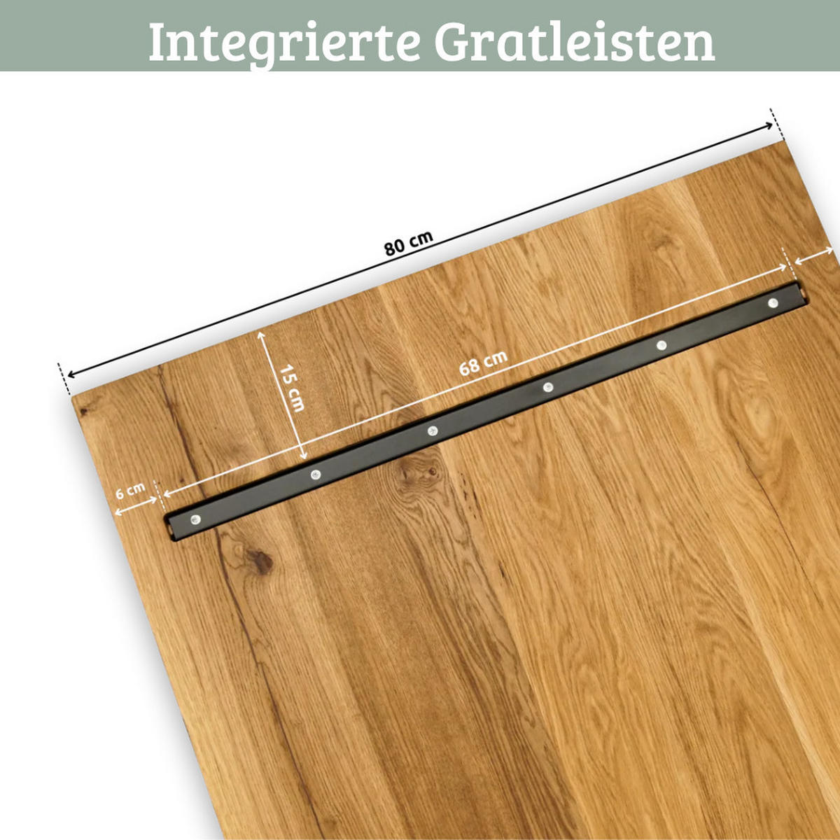MASSIVHOLZPLATTE Eiche ERIK 140x80 cm Tischplatte rechteckig - Braun, Holz (140/80/4cm) - DELUKE