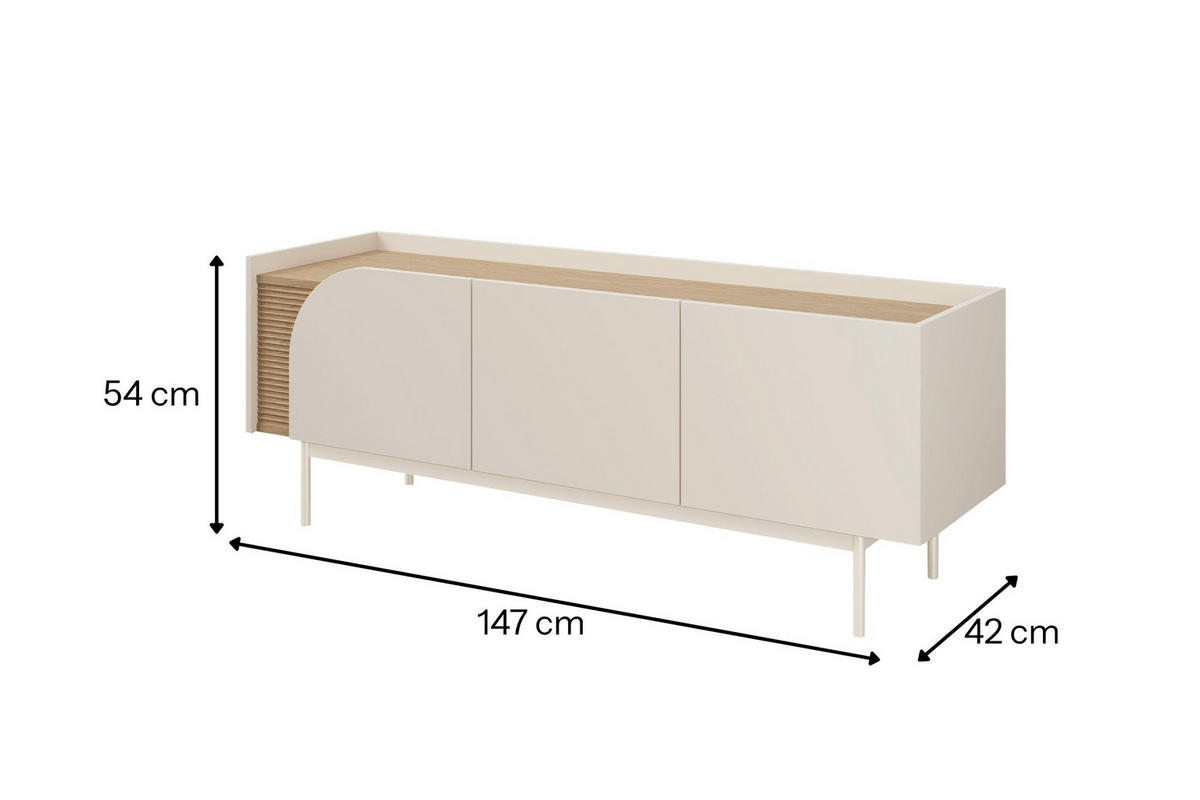 TV-LOWBOARD CARLO 10 147/54/42 cm in Macadamia / Frühlingseiche - Kaschmir, Holzwerkstoff (147/54/42cm) - Deine Möbel 24