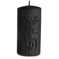 STUMPENKERZE Reh Schwarz 7/7/14 cm Naturmaterial - Schwarz, Naturmaterialien (14cm) - Mondex
