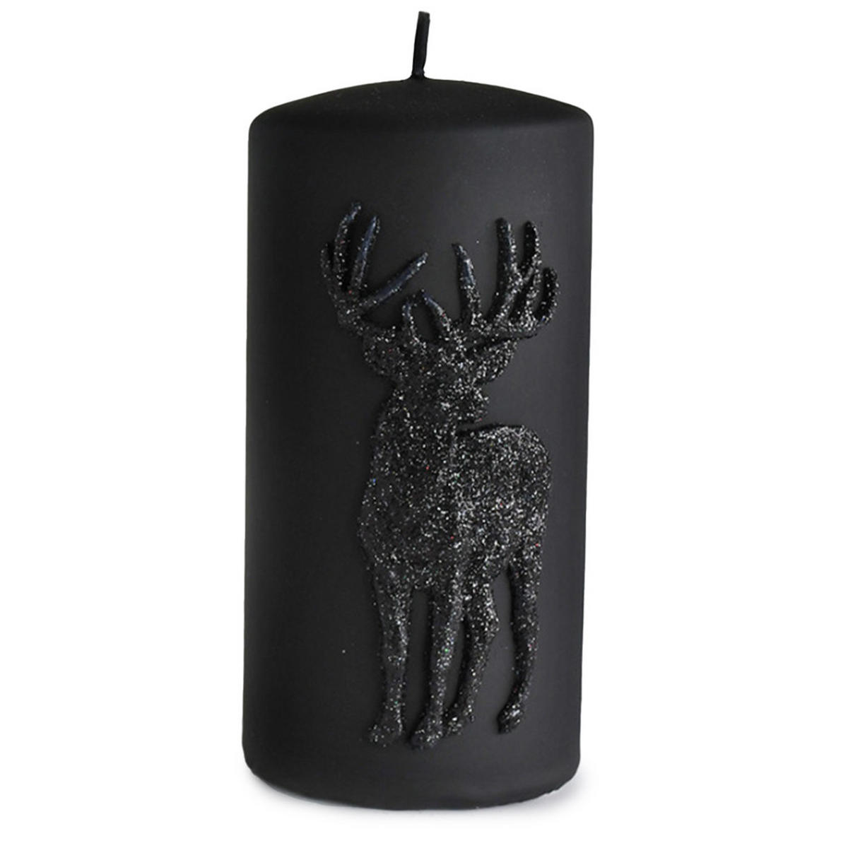 STUMPENKERZE Reh Schwarz 7/7/14 cm Naturmaterial - Schwarz, Naturmaterialien (14cm) - Mondex