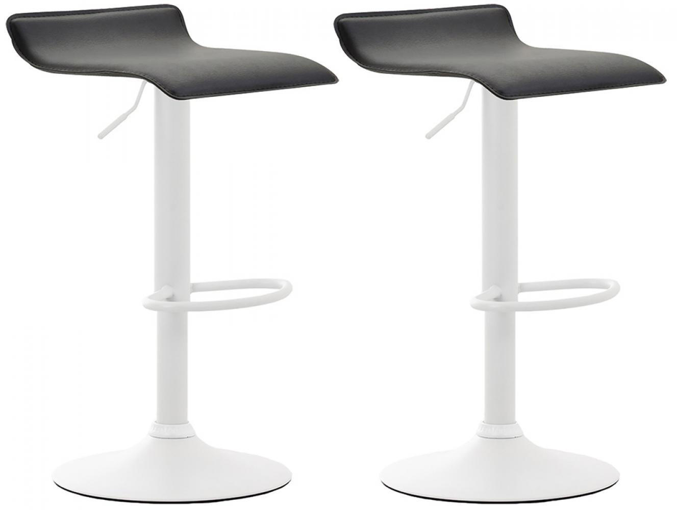BARHOCKER 2er Set Lederlook schwarz - Schwarz/Weiß, Textil/Metall (36/63/39cm) - CLP