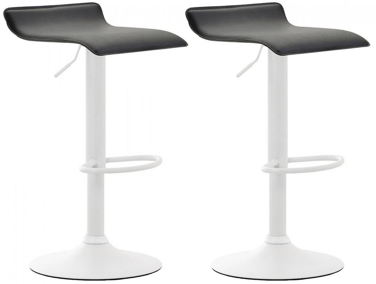 BARHOCKER 2er Set Lederlook schwarz - Schwarz/Weiß, Textil/Metall (36/63/39cm) - CLP