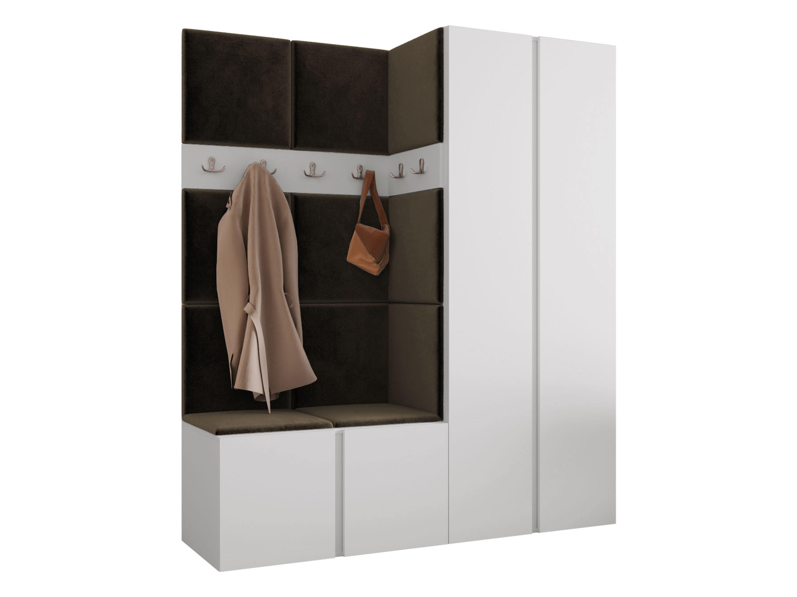 Mirjan24 Garderoben-Set Weiß, Braun 158x186x46 cm