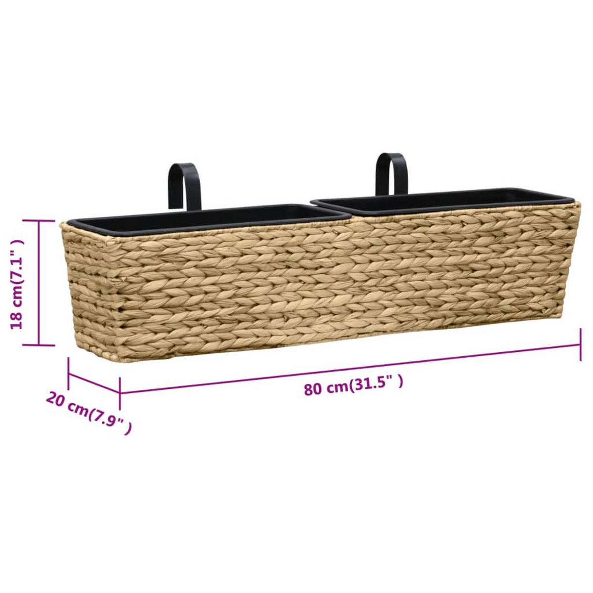 BLUMENKASTEN 2er set Wasserhyazinthe - Braun, Naturmaterialen (80/18/20cm) - vidaXL