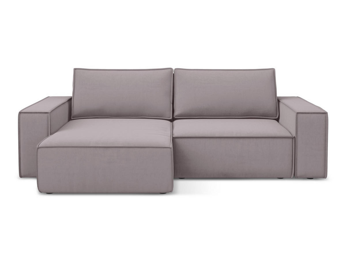 ECKSOFA mit Schlaffunktion Samt Stoff Violett - Lila/Flieder, Kunststoff/Textil (148/257cm) - Makamii