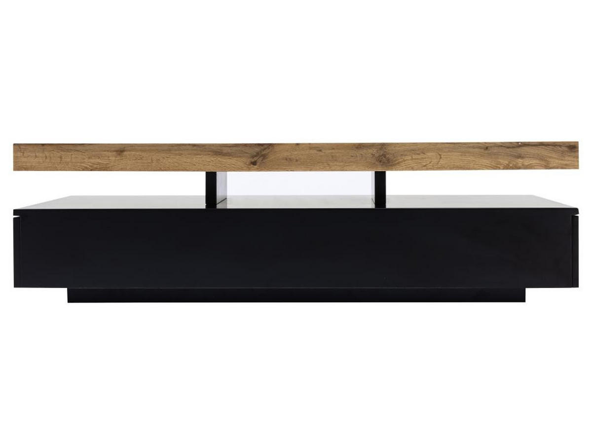 COUCHTISCH mit 2 Schubladen - MDF - Schwarz & Holzfarben hell - FELIX - Schwarz, Holz (120/60/35cm) - Vente-Unique