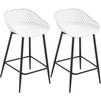 BARHOCKER 2er Set aus PP-Kunststoff, Weiß - Schwarz/Weiß, Kunststoff/Metall (44/84.5/47cm) - Woltu