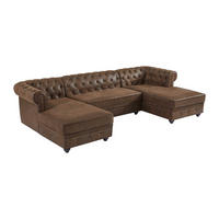 WOHNLANDSCHAFT - Mikrofaser - Vintage-Leder-Optik - CHESTERFIELD - Braun, Textil (290/163cm) - Vente-Unique