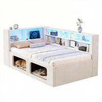 TAGESBETT 90x200 cm mit super großen Tierhöhle in beigem Samt - Beige, Textil (90/200cm) - KOMHTOM