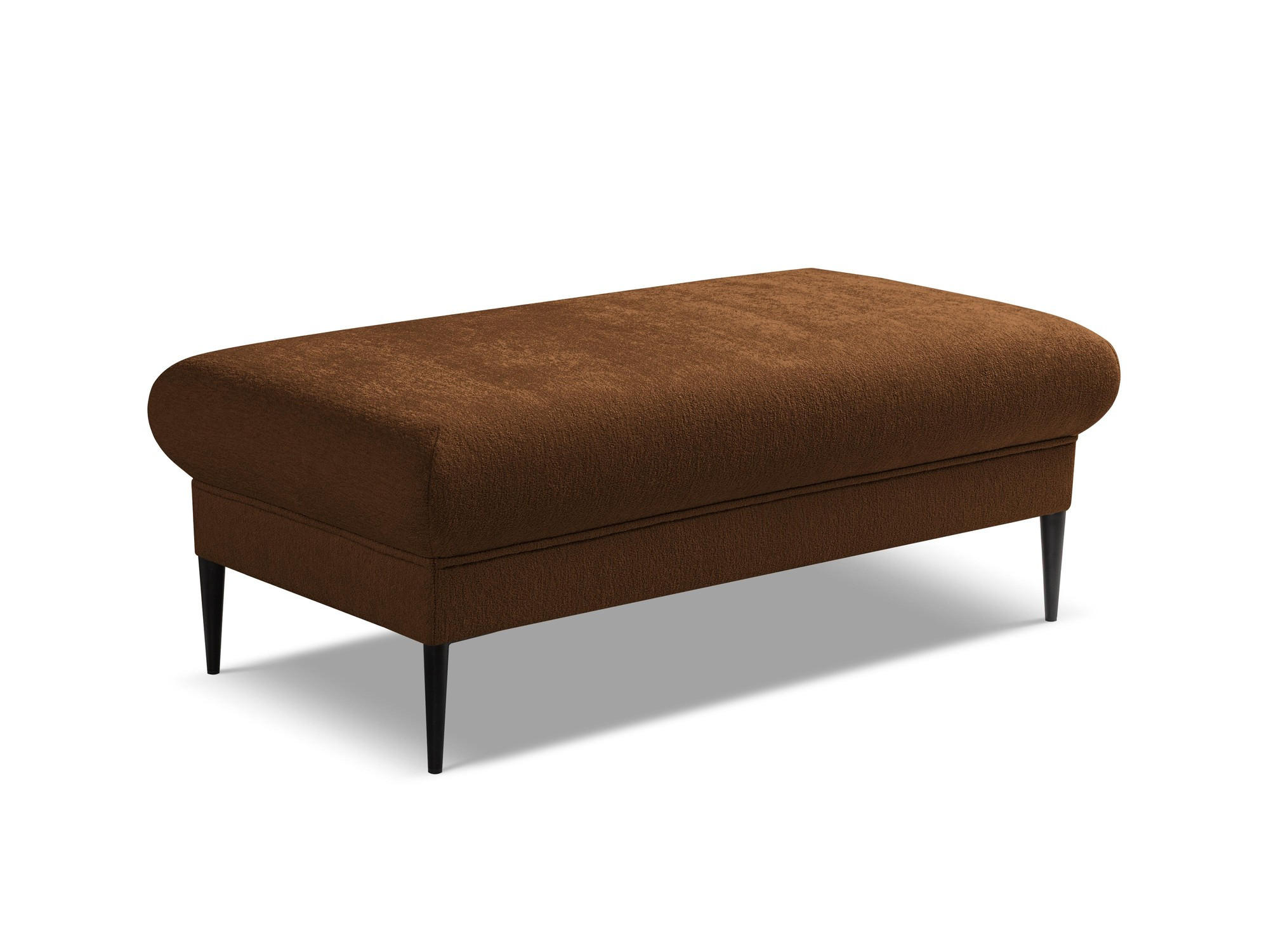 POUF Chenille Stoff Orange - Terracotta/Schwarz, Holzwerkstoff/Textil (111/88/60cm) - Makamii