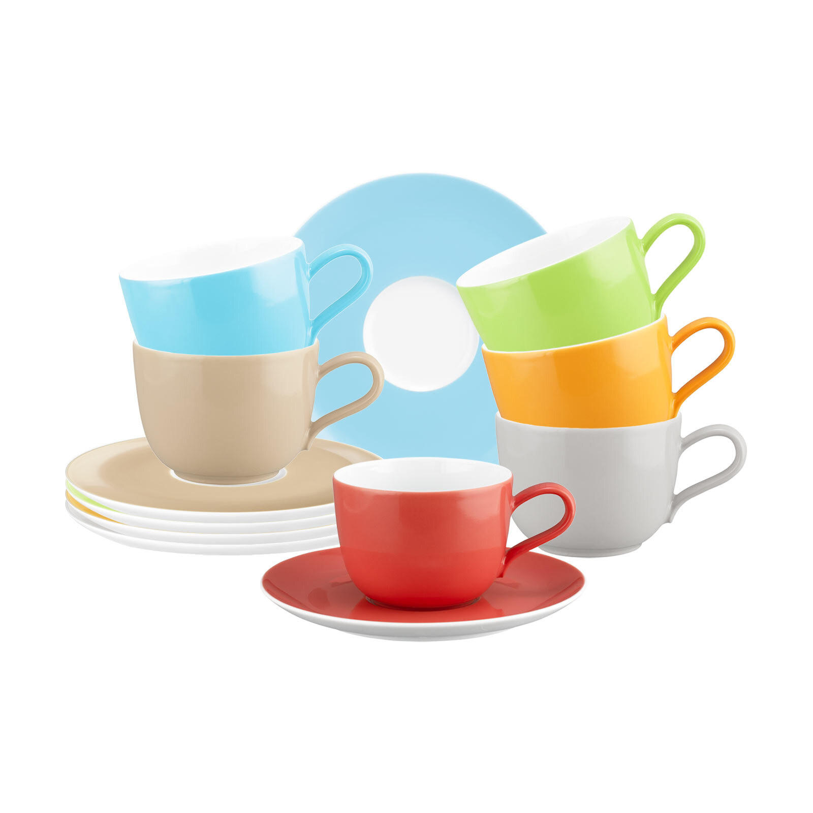 KAFFEETASSEN MIT UNTERTASSEN Liberty Pure Colors Mixed 260 ml 6er Set - Multicolor, Keramik (0.26L) - Seltmann Weiden