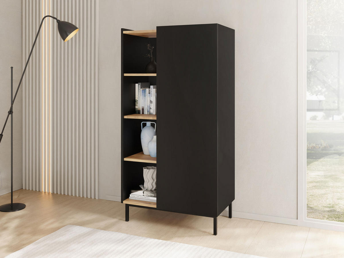 REGAL System 77 - Schwarz, Holzwerkstoff/Metall (74/140/44cm) - MIRJAN24