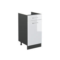 DULAP DE BAZĂ DE BUCĂTĂRIE R-Line, Alb lucios ridicat/antracit, 40 cm fără blat de lucru - alb lucios/antracit, compozit lemnos (40/81.6/46cm) - Vicco