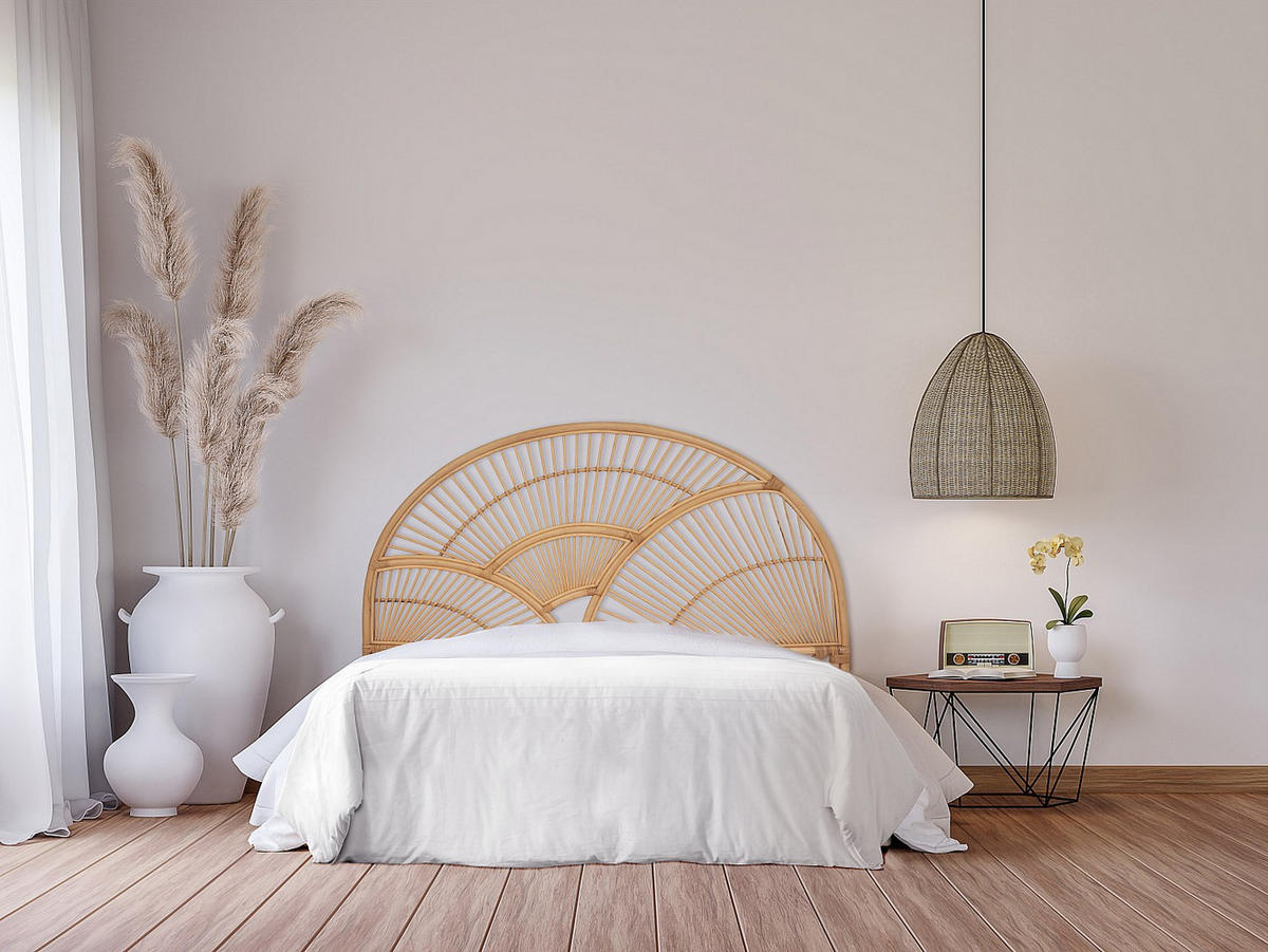 BETT-KOPFTEIL 160 cm - Rattan - Holzfarben - EFELA - Naturfarben, Holzwerkstoff (165/130/4cm) - Vente-Unique