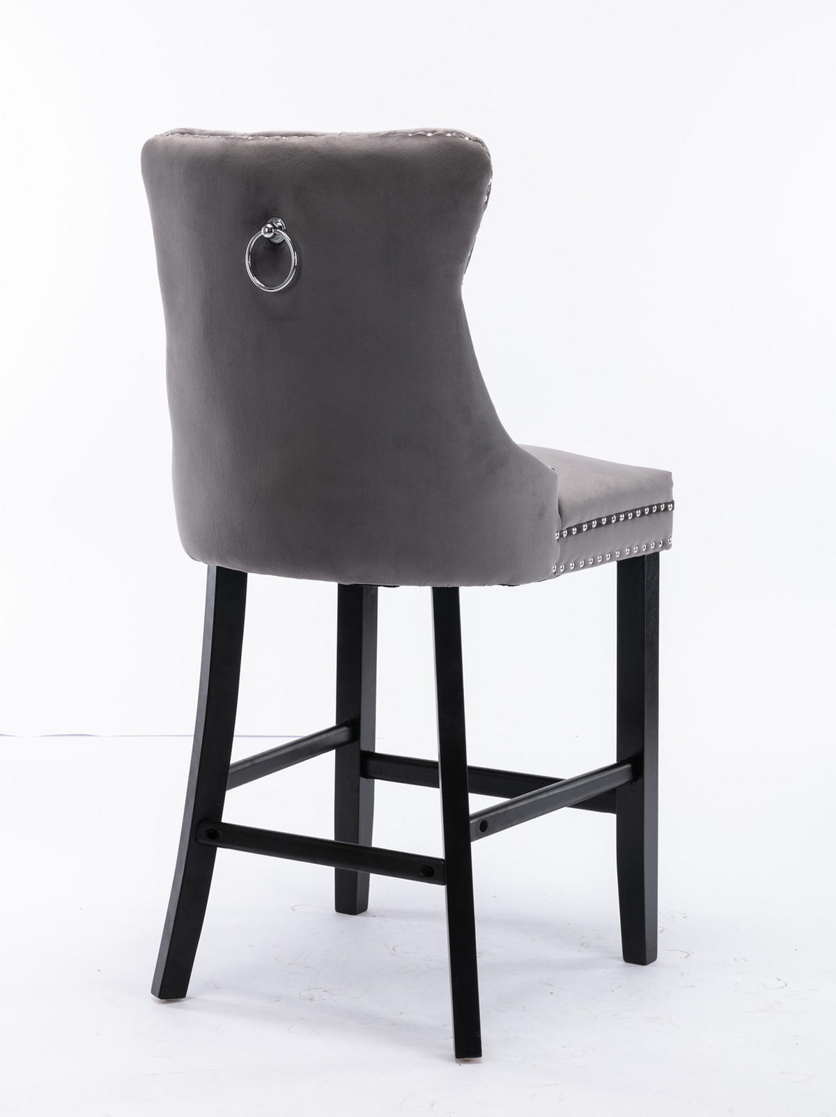 BARHOCKER 2er-Set aus Samt mit Holzbeinen, Grau - Grau, Textil (60/66/50cm)