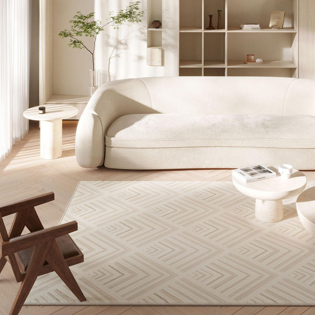 WEBTEPPICH Motion Rise Grau - Grau, Textil (120/170cm) - Kukoon Rugs