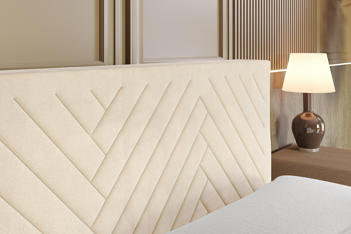 BOXBETT mit Matratze H4 und Lattenrost - VEXA-Z - 120x200 - Beige Monolith - Beige, Holzwerkstoff (120/200cm) - ALTDECOR