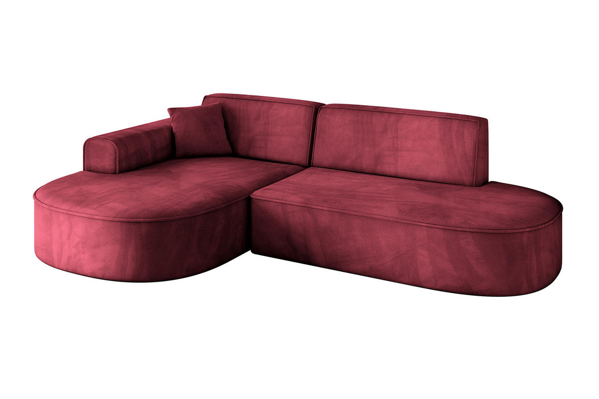 ECKSOFA Ottomane Links MARI-L1 - 243x171x79 cm Bordeaux Velours - Bordeaux/Schwarz, Holzwerkstoff/Kunststoff (243/171cm) - ALTDECOR