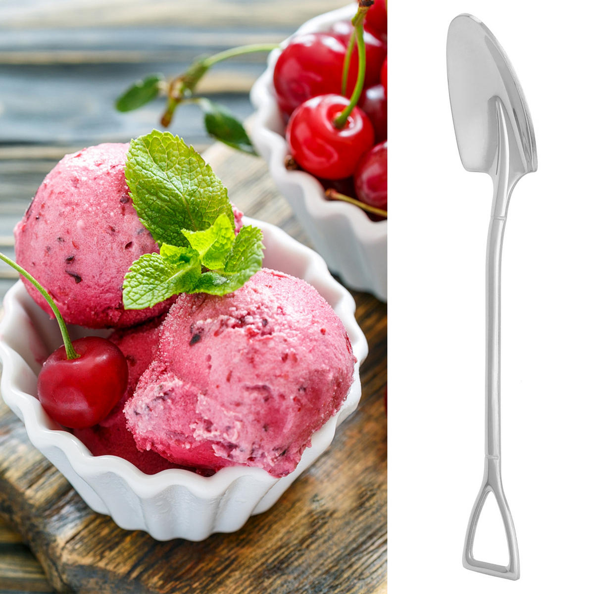 BESTECK-SET 2-teiliges Eiscreme-Löffel-Set Edelstahl modern - Silberfarben, Metall