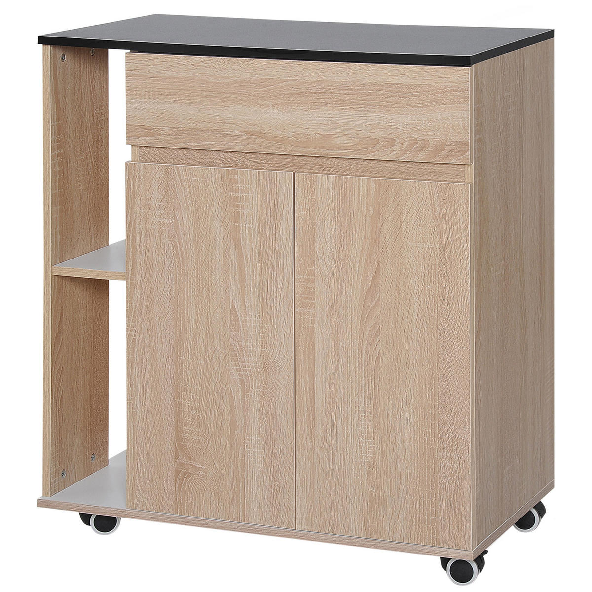 KÜCHENWAGEN, Kücheninsel mit Schublade und Schrank, Schwarz Eiche - Multicolor, Metall (78/88.5/39.5cm) - FORIOUS