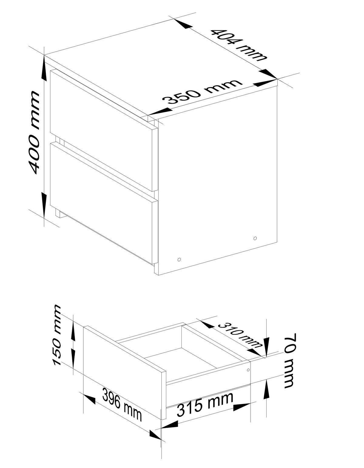 NACHTSCHRANK Eiche Artisan 40x35x40 cm - Eiche Artisan/Sonoma Eiche, Holzwerkstoff (40/40/35cm) - Akord