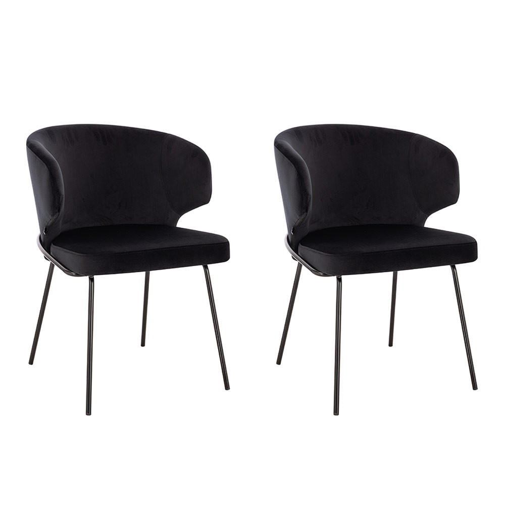 ESSZIMMERSTUHL AMARA - 2, Samt Schwarz - Schwarz, Kunststoff (55/79/59cm) - Home Deluxe