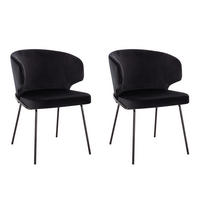 ESSZIMMERSTUHL AMARA - 2, Samt Schwarz - Schwarz, Kunststoff (55/79/59cm) - Home Deluxe