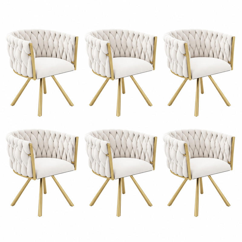 ESSZIMMERSTUHL 6er-Set drehbar Samt Beige/Gold - Beige, Metall (54/72/59.1cm) - Meubliv