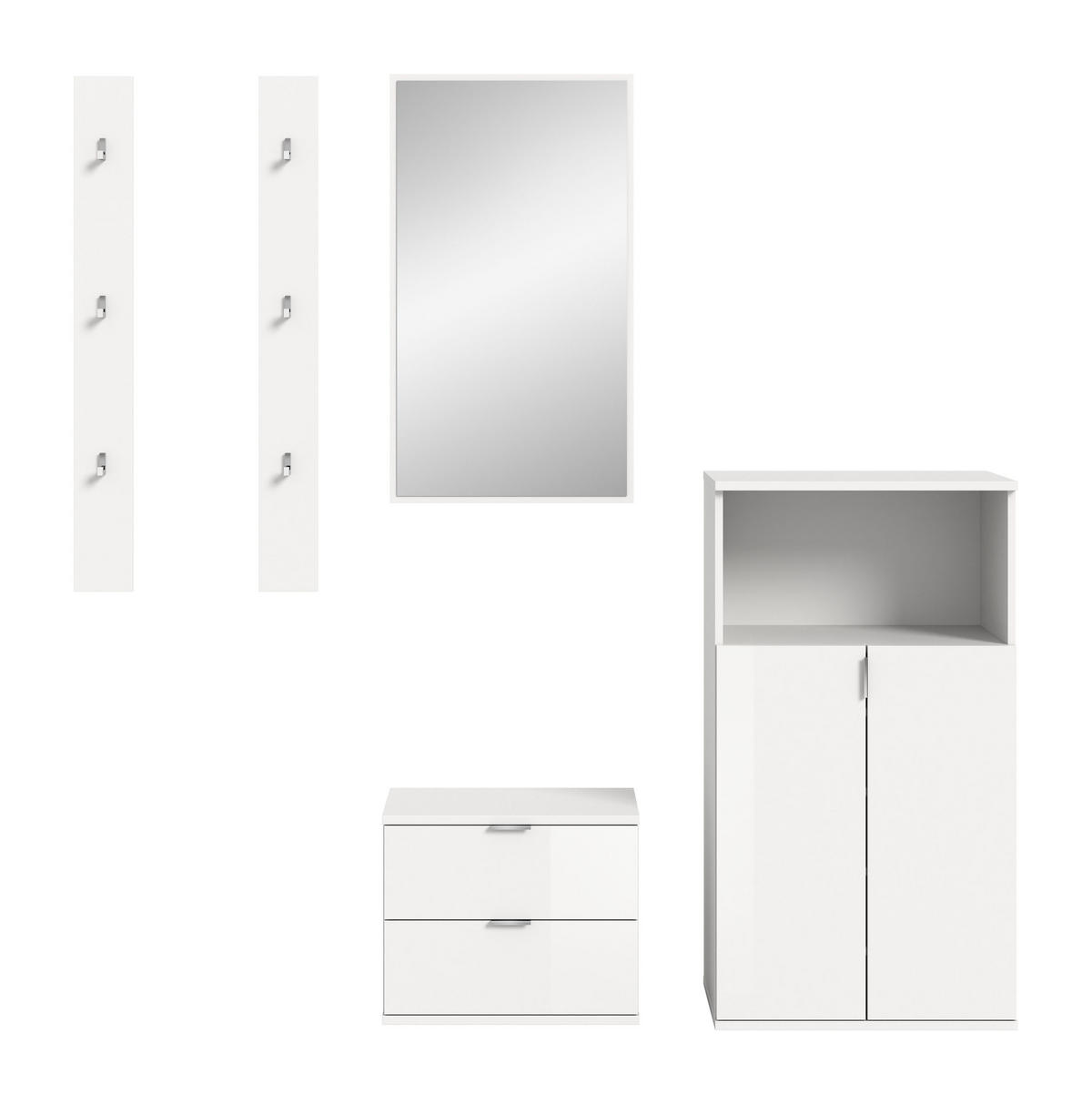 GARDEROBE Systemmöbel Projekt X 5tlg. Kombination , ca.179x191x37 cm - Weiß, Holzwerkstoff (179/191/37cm)