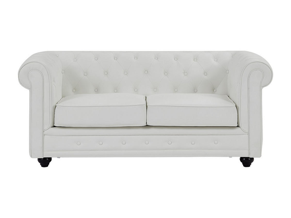 SOFA 2-Sitzer - Kunstleder - Weiß - CHESTERFIELD - Weiß, Leder (168/72/88cm) - Vente-Unique