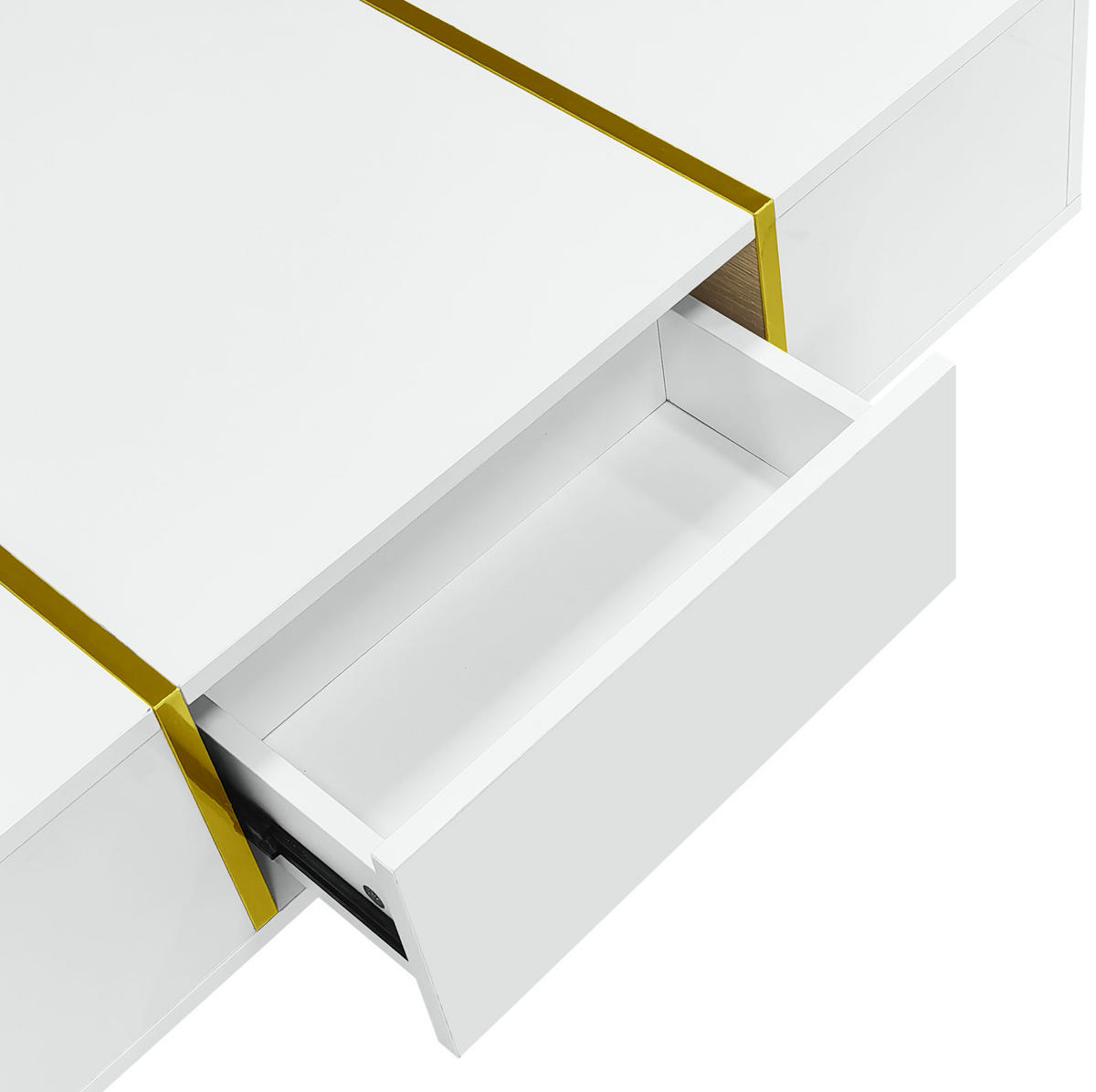 COUCHTISCH 100/60/41.5 cm Weiß Hochglanz aus MDF mit 2 Schubladen - Weiß, Holzwerkstoff (100/60/41.5cm) - OKMYHOME