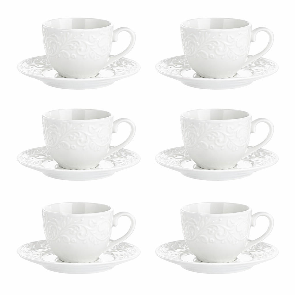 KAFFEETASSEN Set 6 Stück mit Untertasse Sognante - Weiß, Keramik (15/5.5/33.5cm)