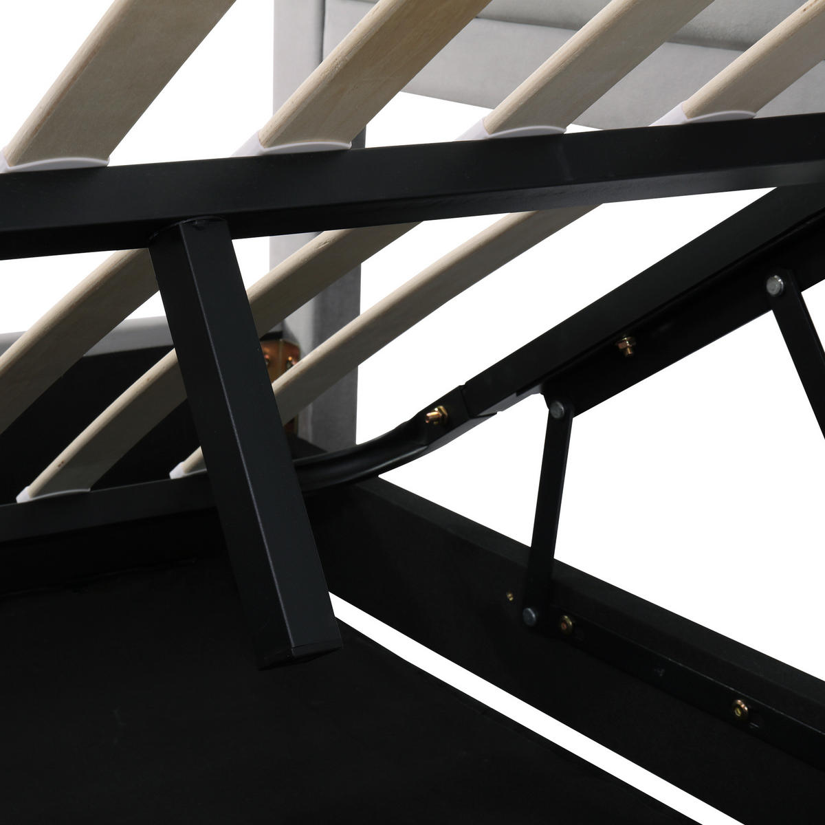 POLSTERBETT Stauraum Chesterfield 140x200 Samt Grau - Grau, Metall - FLIEKS